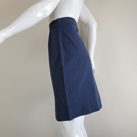 Vintage 60s Navy Blue Pencil Skirt - Picture 3 of 7